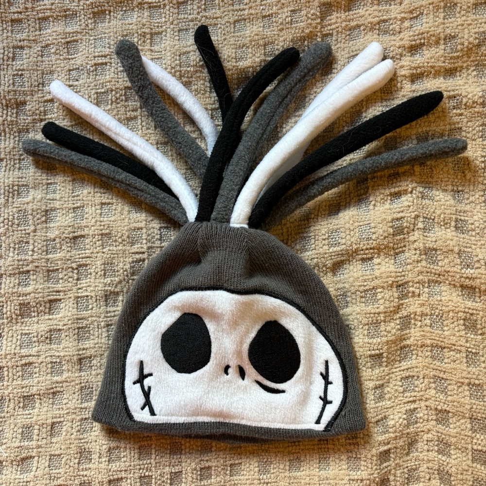 Night before Christmas Gray Beanie Skeleton